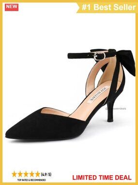 Faux Suede Kitten Heel Pointed Toe Ankle Strap Pumps